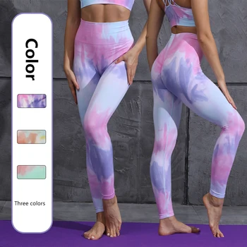 Tie Dye Calças De Yoga Esporte Leggings Mulher Perfeita Cintura Alta Push-Up Mulher De Calças De Treino De Fitness Leggins Ginásio Roupas 2023 Novo