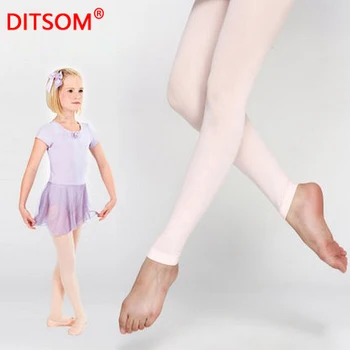 Criança Criança Meninas Footless Dança Da Meia-Calça Com Cintura E Virilha Para Crianças Cor-De-Rosa Preto Tan Crianças Ballet Fitness, Dança De Meia-Calça