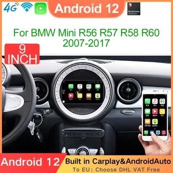 Android 12 Snapdragon Carro Player Multimídia GPS Carplay Rádio Ecrã Para BMW MINI COOPER R56 R57 R58 R60 para o período 2007-2017 Wi-Fi 4G