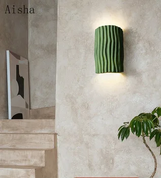 Nordic Resina da Lâmpada de Parede Minimalistas Quarto de Cabeceira Arandelas de Parede para a Casa Interior LED na Parede do Fundo da Mobília, Iluminação Decoração