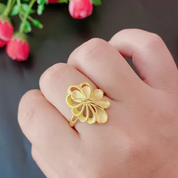 Ouro duro versão de todo o corpo cor de imitação de ouro, ornamentos de ouro, anel de viver exagerada de moda anel anel anel da flor