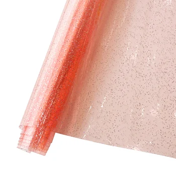 Cor holográfico de couro artificial folha transparente de couro sintético, tecido 20x33cm, para DIY faixa de cabelo, brincos de decoração