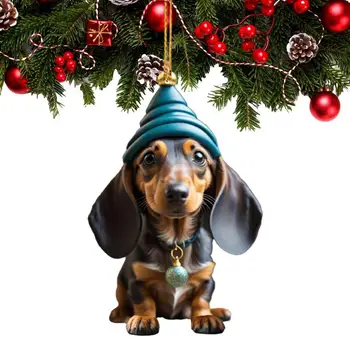 Cão Decoração De Natal Acrílico Enfeite De Árvore De Natal Decoração E Cão Carro Pingente Bonito E Festivo Presentes De Natal Para Cachorro