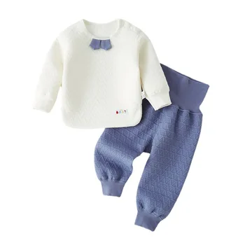 O bebê aquecido roupas para meninos e meninas de três camadas carnes desossadas de recém-nascidos roupas de inverno, roupas de divisão de algodão clipe engrossado