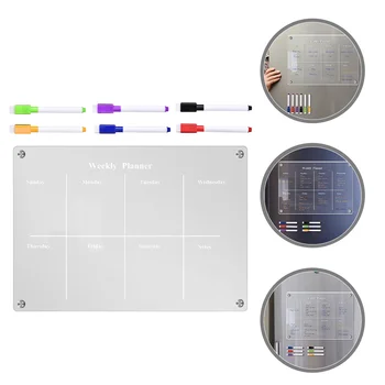Magnético Transparente Lousa em Branco Calendário de Geladeira de Vidro Lista Planejamento Cozinha Escrever Acrílico tomando Nota-Lembrete