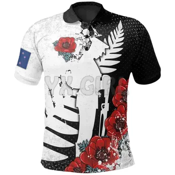 Camisetas de verão as Mulheres Para os Homens da Nova Zelândia Anzac Vamos Lembrar Deles, Camisas Polo Impressos em 3D de Manga Curta T-Shirts, Tops Soltos Masculino