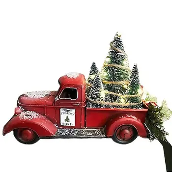 Natal Caminhões Ornamentos Vermelhos de Captação de Carro de Brinquedo Com Luz em Miniatura Modelo de Carro de Brinquedo de Menino de Presente de Natal, Enfeites para a Casa Natal