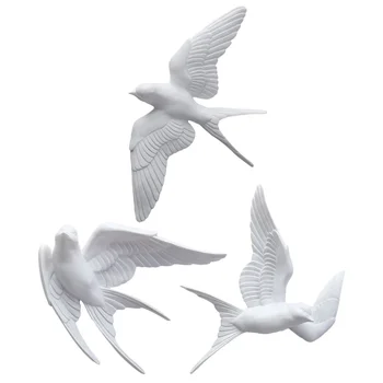 3 Pcs Pássaro Parede Enfeites Modelo De Diorama Decoração De Resina Decoração Rústica Artesanato Na Moda