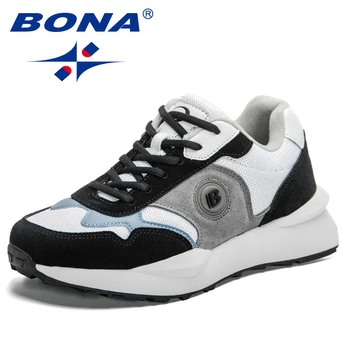 BONA 2023 Novos Designers Conforto Casual, Tênis Tênis de Homens de Malha Respirável Tênis Homem de Jogging, Andar Calçado Mansculino