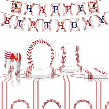 Novo Beisebol tema toalha de mesa, Guardanapos placa copa de Feliz Aniversário para festas jogo de beisebol decorações