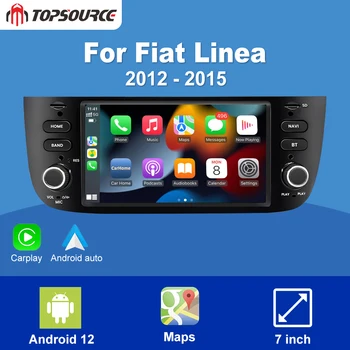 TOPSOURCE Android CarPlay para Fiat Linea Punto evo 2012-2015 auto-Rádio Multimédia Bluetooth Ecrã Táctil de 7 Polegadas Leitor