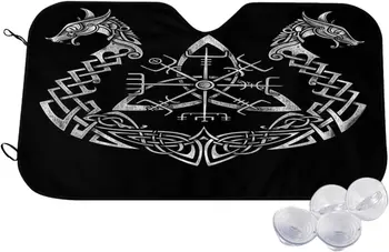 Viking Leme de Rune Símbolo Sombra de Sol da Janela Frontal, pára-Sol para a Maioria dos Sedans SUV Caminhão Bloqueia os Raios Uv e Manter o Seu Veículo Legal