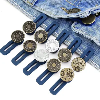 5pcs Botão Extender Para Calças de Cintura Ajustável Botão Retrátil Cintura Expansor de Cor Aleatória Sem Costurar Botões