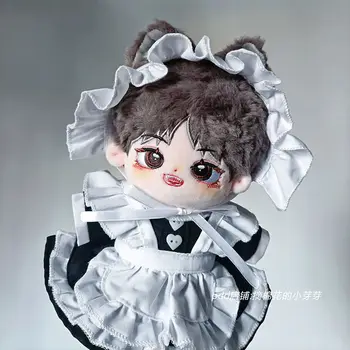 Kpop Star de Pelúcia 20cm Boneca Preto Empregada Saia de Vestuário Roupas Roupas de Vestir para Crianças, Brinquedos Para a Menina Anime Brinquedos Figura Presentes