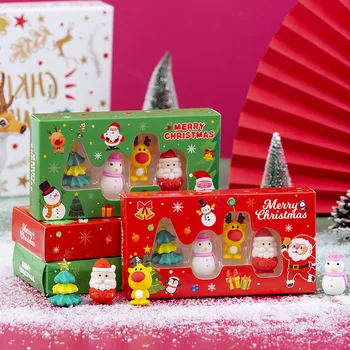 Borracha Criativo, 4 Box De Natal Roupa De Borracha Conjunto De Artigos De Papelaria Presente De Natal