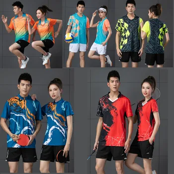 Camisa de tênis Conjunto de shorts para os Homens, as Mulheres,Vestuário de Tênis Masculino de Ténis Tee T-Shirt,Garoto de camisa de Badminton de Terno,Homens de Vôlei de Camisolas