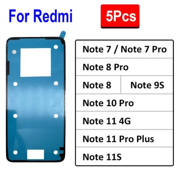 5Pcs, Original Impermeável Tampa Traseira Fita Cola Adesivo Adesivo de Reparo Para o Xiaomi Redmi Nota 7 8 10 11 Pro Plus 9S 11 4G 11S