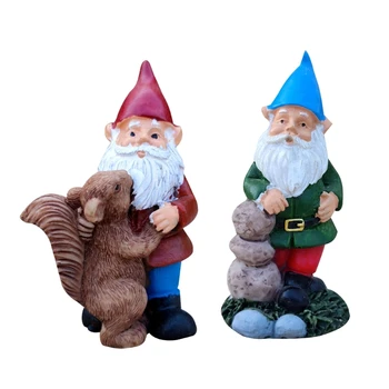 Mini Gnome Anão de Jardim Estátua Miniaturas Elf Figura Resina Paisagem Decoração Drop shipping