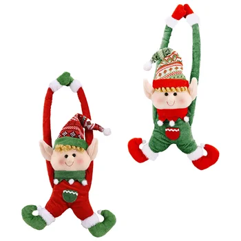 Christmas Elf Porta De Suspensão Maçaneta Pingente De Cortina De Laço Com Fivela De Decoração De Mesa De Jantar
