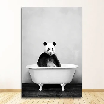 MOINES Pintura Viveiro de Arte de Parede Nórdicos Imagem de Criança Decoração de Quarto de Bebê Animal na Banheira Cartaz Panda Girafa Elefante Leão de Lona