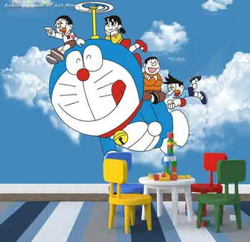 3D papel de Parede 3D Fresco Doraemon dos desenhos animados papel de Parede de Menino Quarto de Menina Quarto de Decoração de Fundo Adesivo de Parede