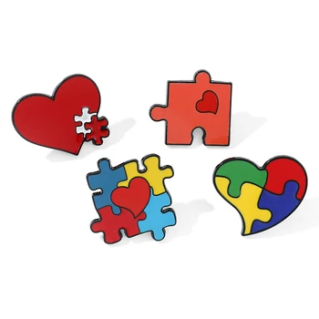 Cartoon autismo estilo puzzle broche de Amor quadrado cor de quebra-cabeça emblema de metal Acessório pinos atacado de Presente para os amigos