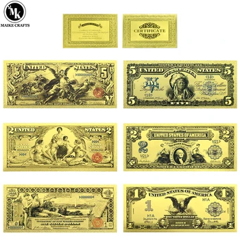 América Folha de Ouro de Notas 1 2 5 Dólar de Decoração de Casa de Plástico-NOS o Dinheiro Colecionáveis Presentes de natal