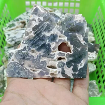 1pc Natural Moss Agates Polido Irregular Geode Cura Cristais Fatia de Pedra DIY Pingente de Decoração de Casa
