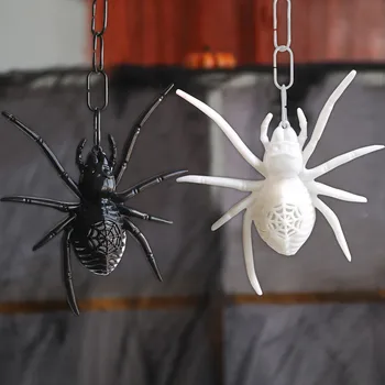 1pcs de Halloween Aranhas Decorações Preto Luminoso de Plástico Aranhas Casa Assombrada Aranha Decoração de Simulação Complicado Pingente