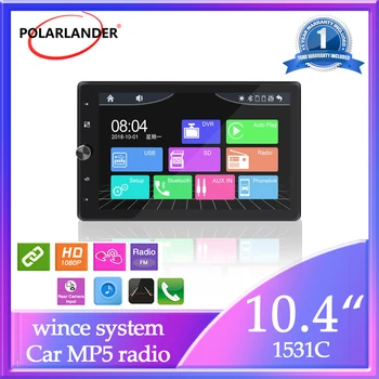 Carro de Bluetooth Estéreo Tipo-C Carregamento Android Automática com Fios Carplay 360° Ajuste de Tela Multimídia Player 1 Din de 10,4