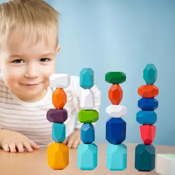 Educativos Brinquedos de Empilhar Montessori Brinquedos de Empilhar Multifuncional de Madeira, Brinquedos de Empilhar para Crianças Melhorar a Paciência Habilidades de Lógica