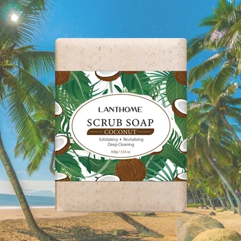 Esfoliação Facial Soap 100g de Clareamento, Limpeza de Corpo, Banho de Sabão de Óleo de Coco Natural com Ingredientes Hidratantes, Antioxidantes para Cuidados com a Pele