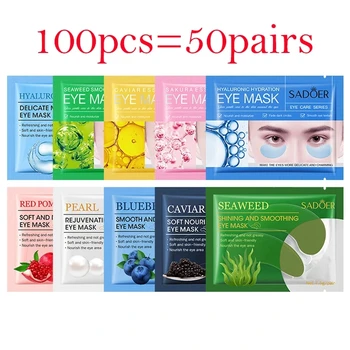 100Pcs=50Pairs Cristal de Colágeno Olho Máscara Hidratante Anti-olheiras, Anti-rugas Sakura Eye Patches de Cuidados com a Pele para os Olhos