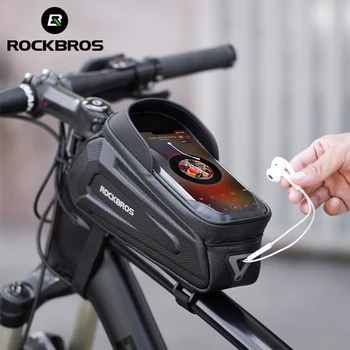 ROCKBROS Bicicleta Saco Impermeável Tela de Toque de Ciclismo Bag duplo Frontal Superior da estrutura em Tubo de MTB Bicicleta de Estrada Saco 6.5 Caso de Telefone de Acessórios de Moto