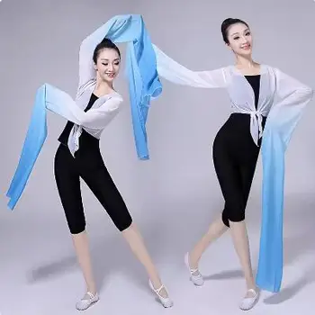 Feminino De Dança Folclórica Custume Yangko Dança Tops Estilo Chinês Mulher Artificiais De Seda Hanfu Mangas Compridas Chinesa Clássica, Óperas Roupas