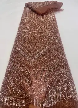 Africano, a Nigéria SYJ-1302916 Laço de Tecido com miçangas e lantejoulas Bordado de Alta Qualidade Para o Vestido de Festa