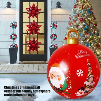 60cm Árvore de Natal Ornamento de Suspensão de PVC Brilho de Natal Bola Inflável com Luz Impermeável Festa Adereços Festivos Suprimentos