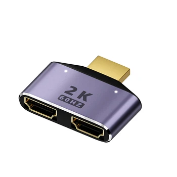 1 A 2 HD de Vídeo Conector de 8 gbps UHD 2K 60Hz Divisor de Conversor de Liga de Alumínio de Plug and Play Banhado a Ouro para a área de Trabalho do Console do Jogo