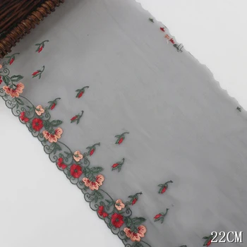 2Yards de Luxo Preto Flores Borda de Tecido Tule Bordado Laço de Fita de Borda de acabamento Para Vestidos de Noiva de Véu Cabeça DIY de Costura Suprimentos