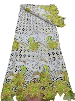 Nova duas cores solúvel em água laço laço largura total de flores de paetês, bordados high-end Africana requintado vestido cheongsam acessor