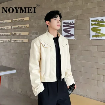 NOYMEI Moda, Estilo coreano Personalizada fique Pescoço Curto Yappy Jaqueta de Couro outono 2023 moda masculina casaco de zíper WA2859