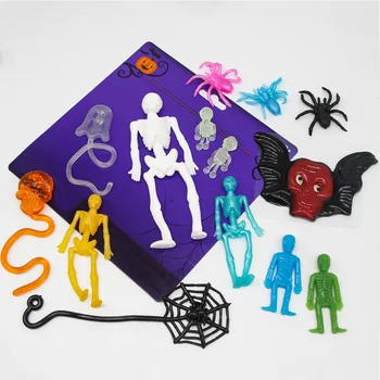 10/20Pcs Macio de TPR Elasticamente Extensível Esqueleto teia de Aranha Horror Novidade de Brinquedos para as Crianças da Festa de Aniversário de Favores Decoração de Halloween