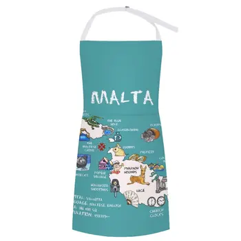 Malta - mapa ilustrado Avental Vestidos das Mulheres de Avental Senhoras