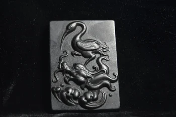 China Hongshan Cultura Magnético De Ferro Preto Meteorito Escultura Sorte
