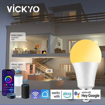 VICKYO wi-Fi/Bluetooth Smart Bulbo Alexa Lâmpada Led E27 RGBCW Inteligente Lâmpada Compatível Com o Google Assistente Inteligente Para a Decoração Home