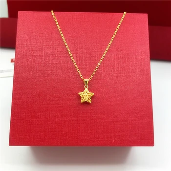 Duro de ouro, colar de ouro 24K feminino banhado a ouro falso estrela de ouro pingente de colar Xiangyun bloqueio clavícula cadeia não se desvanece