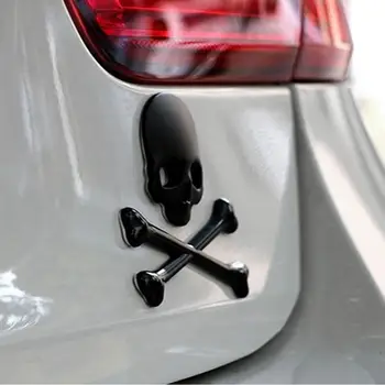 Metal 3D da Cabeça Crânio Carro Adesivo Emblema Emblema Auto Moto Tanque de Combustível Emblema Emblema Adesivo Decalque Carro Estilo de Decoração