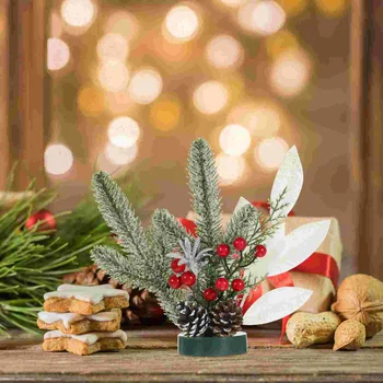 Decorações De Natal Da Área De Trabalho De Natal De Vasos De Plantas Em Miniatura Mesa De Jantar, Casa De Presente De Plástico Artificial