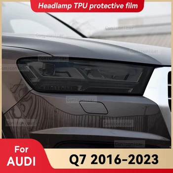 Faróis do carro do Filme Protetor do Farol Dianteiro Tampa Fumê Preto TPU Filme Acessórios Adesivo Para Audi Q7 2016-2023 2022 2021