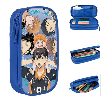 Haikyuu caixa de Lápis de Anime Japonês Pencilcases Caneta Titular para Meninas Meninos Grandes Sacos de Armazenamento de material Escolar e de Presente de papel de carta